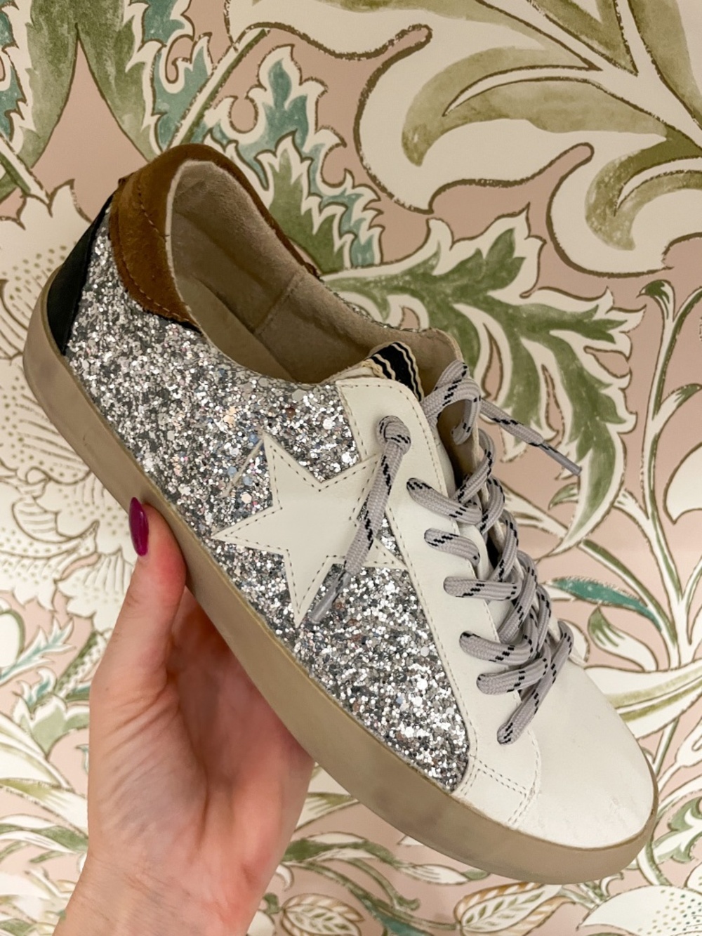 Shu Shop Paula Sneakers in Silver Sparkle